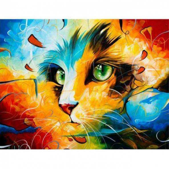 Canvas Kedi Portre 2 Sayılarla Boyama Seti   Rulo 40 x 50 cm