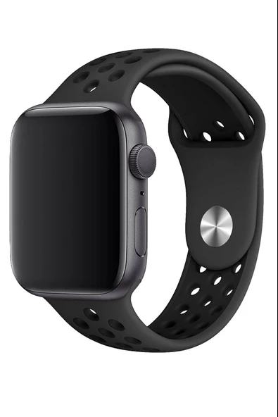 Apple Watch Series 7 45 MM Fileli Kordon Siyah-Siyah