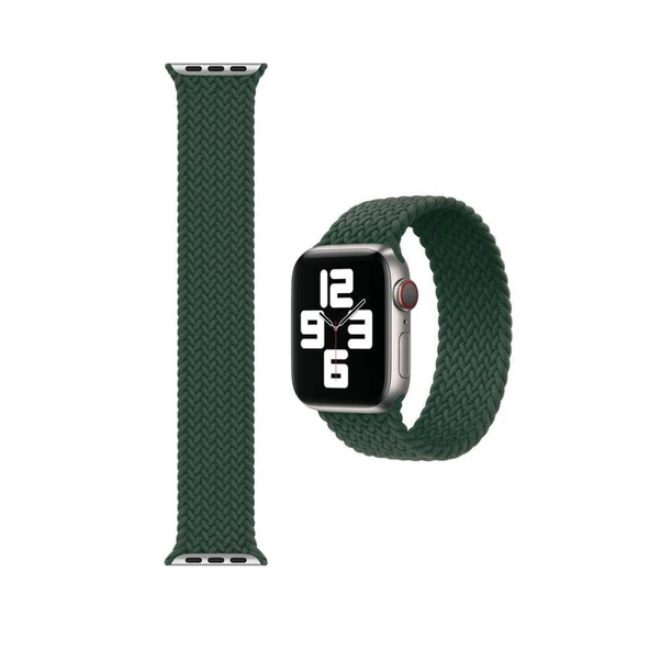 Apple Watch 3 44 MM Tek Parça LARGE Hasır Kordon Yeşil - Resim 2