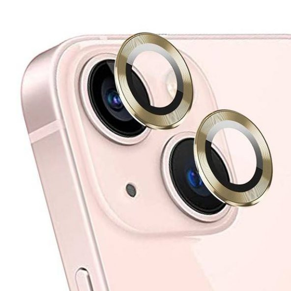 Apple iPhone 14 Plus 6.1'' Metal Çerçeveli Kamera Koruma Lensi Gold