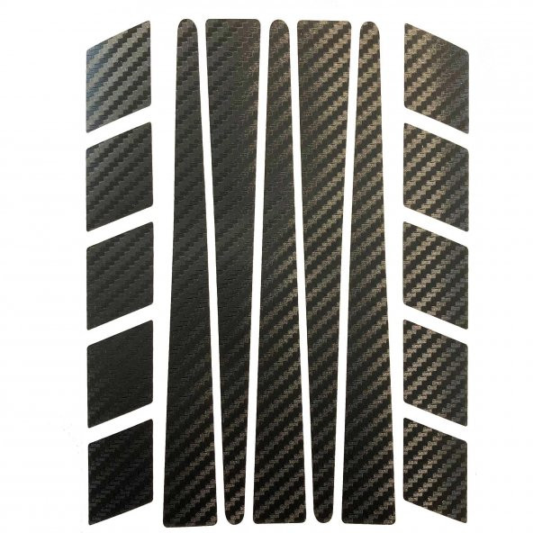 Şerit Tasarımlı Siyah Karbon Fiber Dokulu Motosiklet Kask Sticker Çınar Extreme - 3