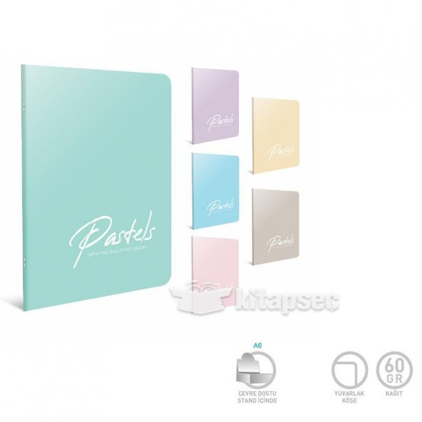 Gıpta Pastels  DikişliPlastik Kapak Defter A6 80 YP Kareli Stand 4131-36 Lİ PAKET-36-LI-STD