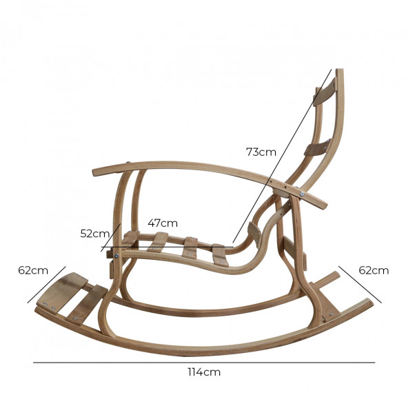 Mobildeco Padişah Lüx Ahşap Çift Minderli Çift Cepli Sallanan Sandalye Gri/Krem - 7