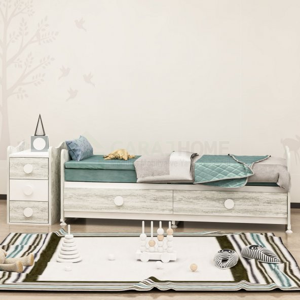 Garaj Home Melina Antik Beyaz Uyku Setli Beşik Kombini-UYKU SETİ-BEYAZ - 4