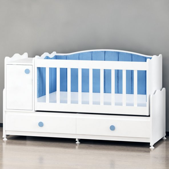 Garaj Home Pırlanta Mdfli Dolaplı 60x120 Beyaz Beşik - Mavi Döşemeli - 2