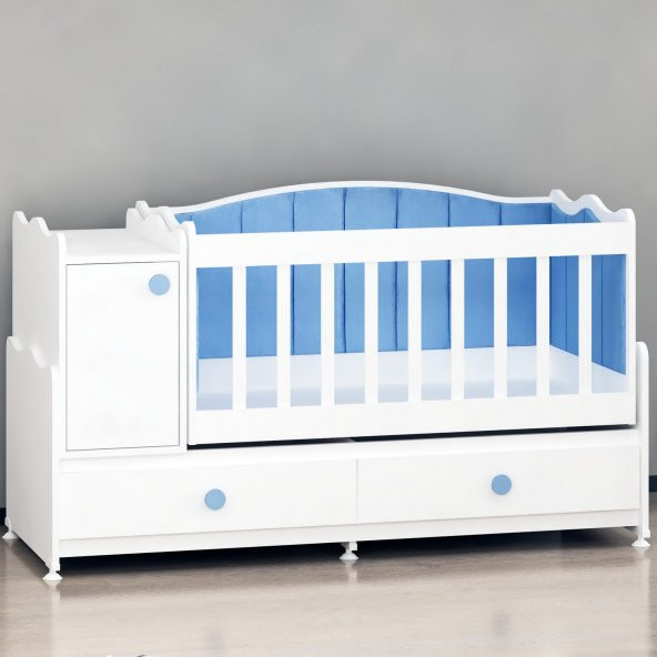 Garaj Home Pırlanta Mdfli Dolaplı 60x120 Beyaz Beşik - Mavi Döşemeli - 3
