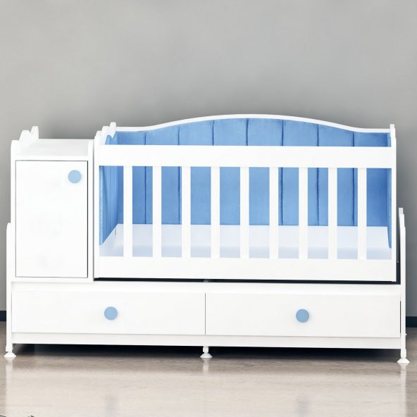 Garaj Home Pırlanta Mdfli Dolaplı 60x120 Beyaz Beşik - Mavi Döşemeli - 4