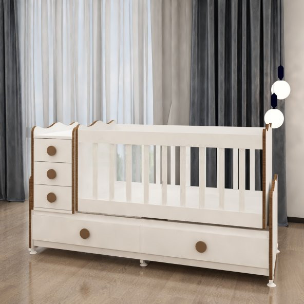 Garaj Home Melina 5 Çekmeceli Mdfli Büyüyen 60x120 Beşik - Sümela - 4