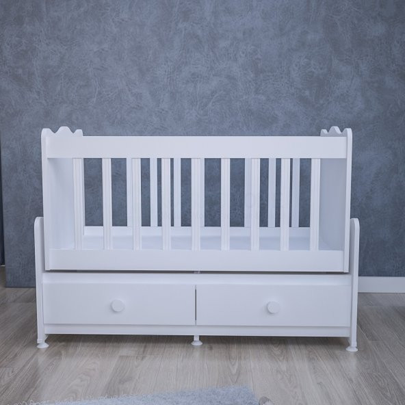 Garaj Home Elegant Mdfli Çıtalı 60x120 Beşik + Yatak - Beyaz - Resim 4