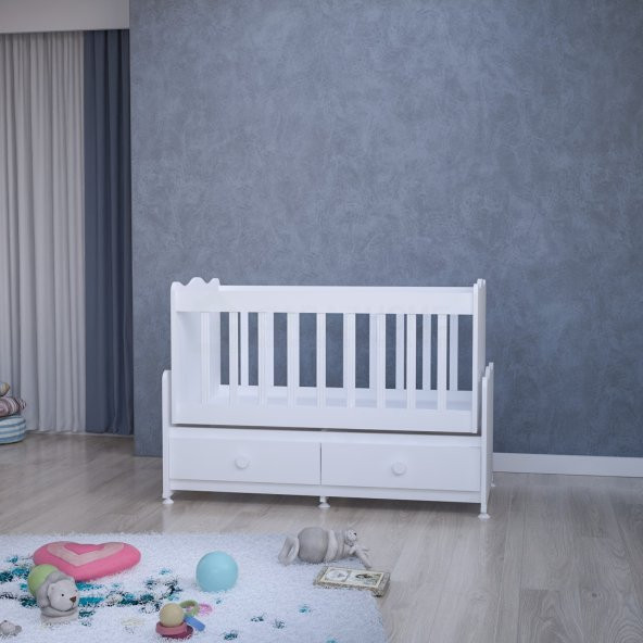 Garaj Home Elegant Mdfli Çıtalı 60x120 Beşik + Yatak - Beyaz - Resim 5