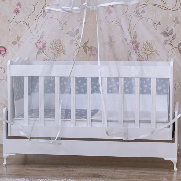 Garaj Home Elit 60x120 Uyku Seti+ Yatak+Cibinlik Beşik - Gri-UYKU SETİ-BEYAZ - 3