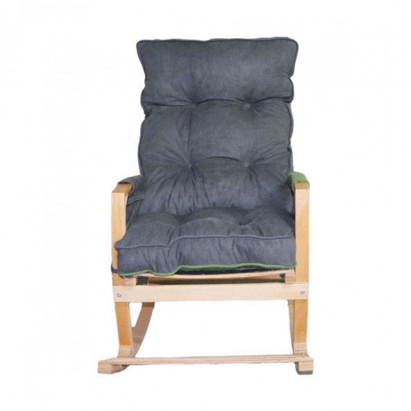 Mobildeco Vezir Lüx Ahşap Çift Minderli Çift Cepli Sallanan Sandalye Yeşil/Füme - 4