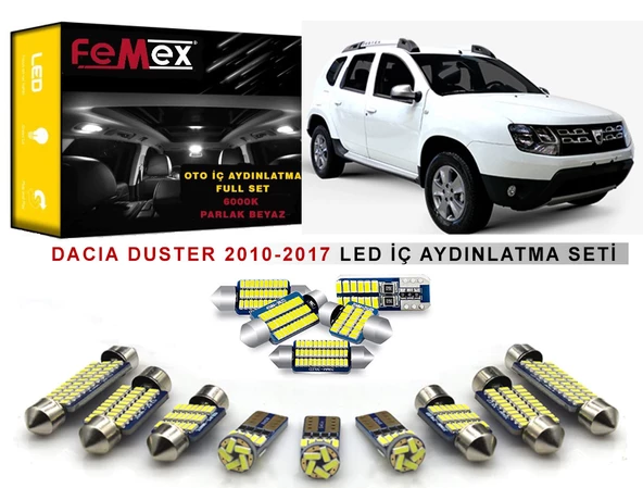 Dacia Duster 2010-2017 LED İç Aydınlatma Ampul Seti FEMEX Parlak Beyaz ürün görseli