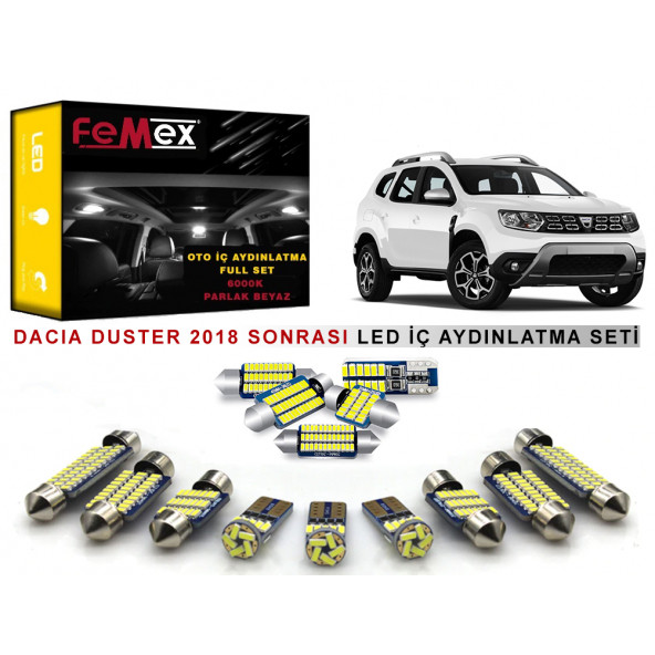 Dacia Duster 2018 Sonrası LED İç Aydınlatma Ampul Seti FEMEX Parlak Beyaz