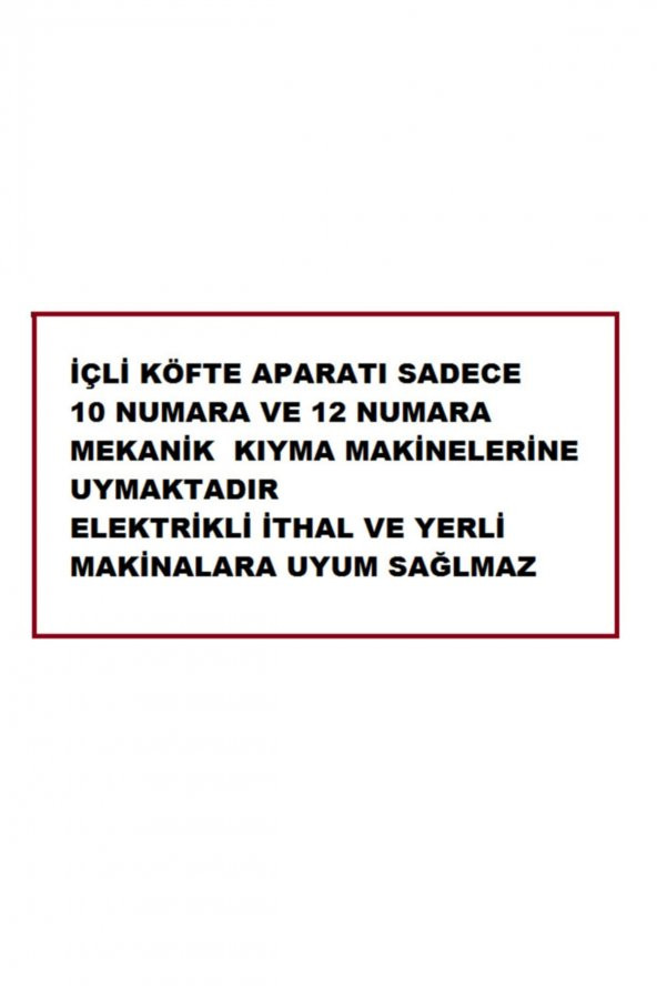Içli Köfte Aparatı 10-12 Numara Kıyma Makinaları Için Metal Döküm - Resim 2