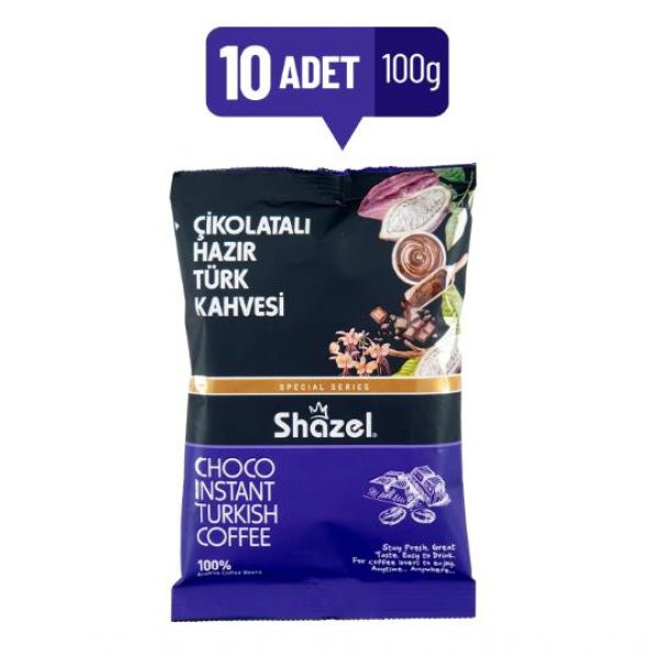 Shazel Çikolatalı Hazır Türk Kahvesi- 100gr. (100g X 10 Adet)