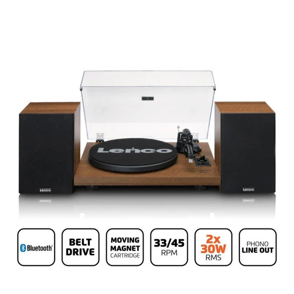 LENCO LS-480WD DAHİLİ AMPLİFİKATÖRLÜ BLUETOOTH 2 HARİCİ HOPARLÖRLÜ PLAK ÇALAR PİKAP AHŞAP - 3