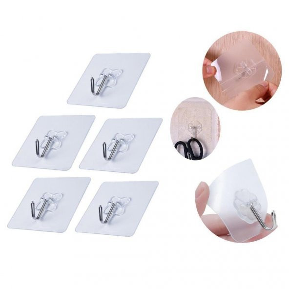 3B Trend Kendinden Yapışkanlı Şeffaf Askı 5 li Set - 12