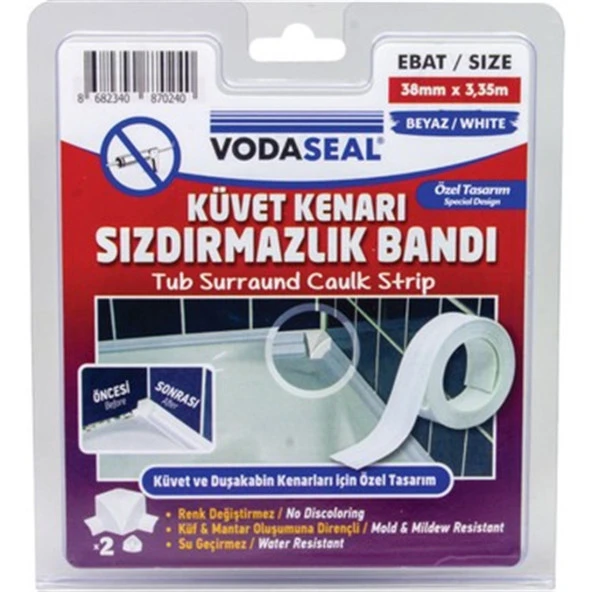 VODASEAL KÜVET KENAR SIZDIRMAZLIK BANDI 38 MM 3.35 METRE BEYAZ NM 78 3577