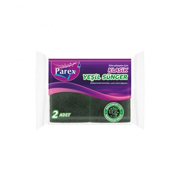 PAREX KLASİK YEŞİL SÜNGER DÜZ 2Lİ