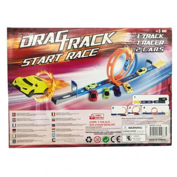 Farbu Oyuncak 2 Arabalı Tek Fırlatıcılı 70 cm Drag Yarış Pisti - 6