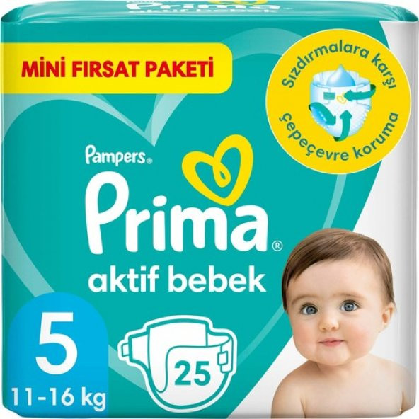 Prima Bebek Bezi Aktif Bebek 5 Numara 25 Adet Standart Paket