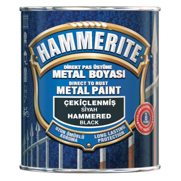 Hammerite Metal Boyası Düz Siyah 0,75 Lt - 2