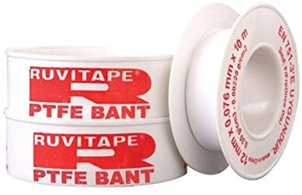 RUVİTAPE TEFLON BANDI KIRMIZI  0,076MM*12MM*10M