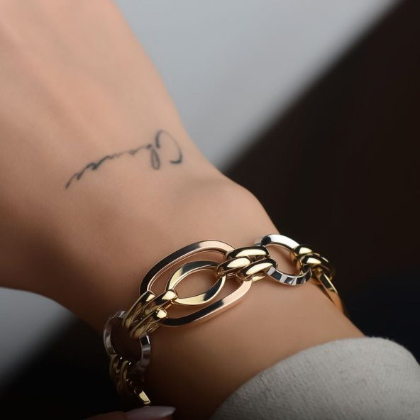 14k Altın Renkli Hallow Bileklik ürün görseli