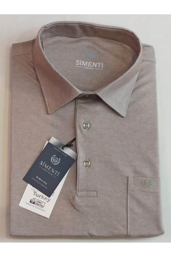 BLUES MODA Simenti İnterlok Gömlek Yaka Tişört