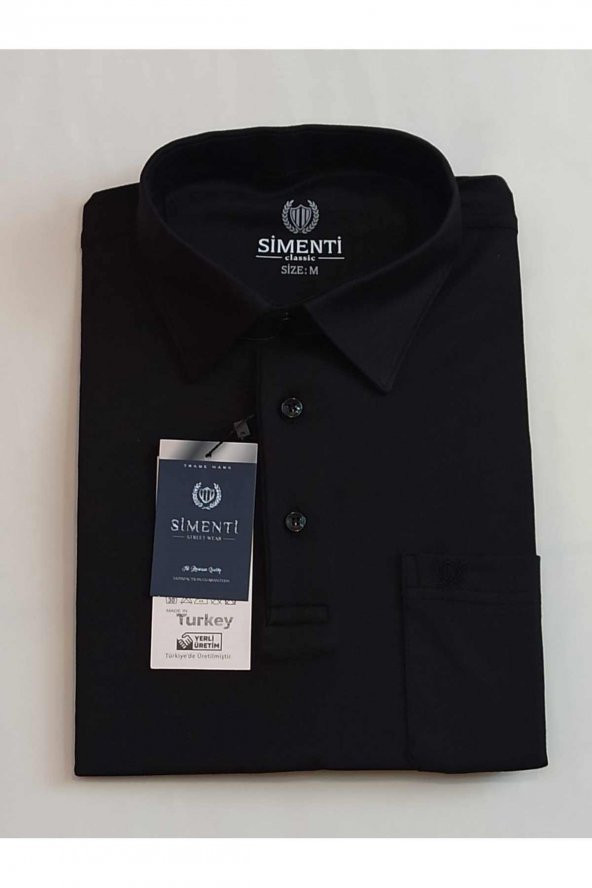 BLUES MODA Simenti İnterlok Gömlek Yaka Tişört - 3