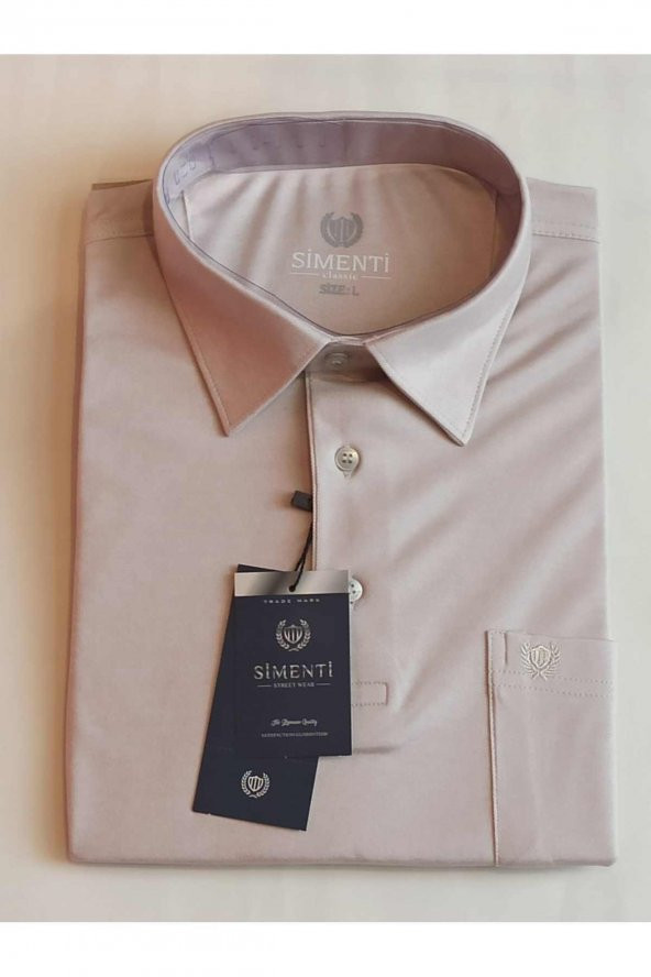 BLUES MODA Simenti İnterlok Gömlek Yaka Tişört - 4