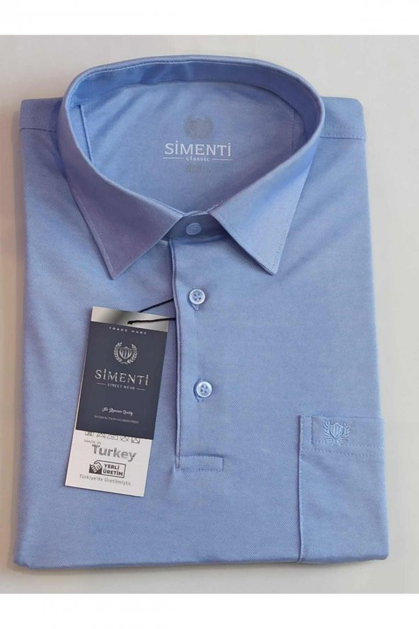 BLUES MODA Simenti İnterlok Gömlek Yaka Tişört - 6