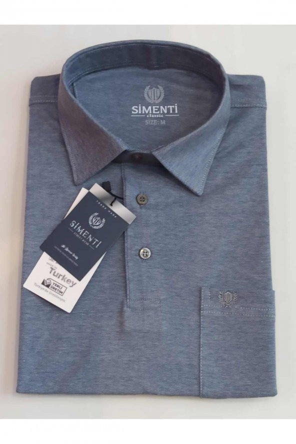 BLUES MODA Simenti İnterlok Gömlek Yaka Tişört - 7