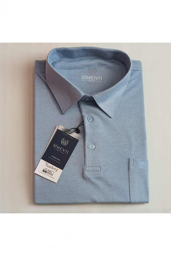 BLUES MODA Simenti İnterlok Gömlek Yaka Tişört - 8