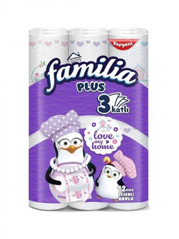 FAMILIA PLUS 3 KATLI DESENLİ HAVLU 12'Lİ