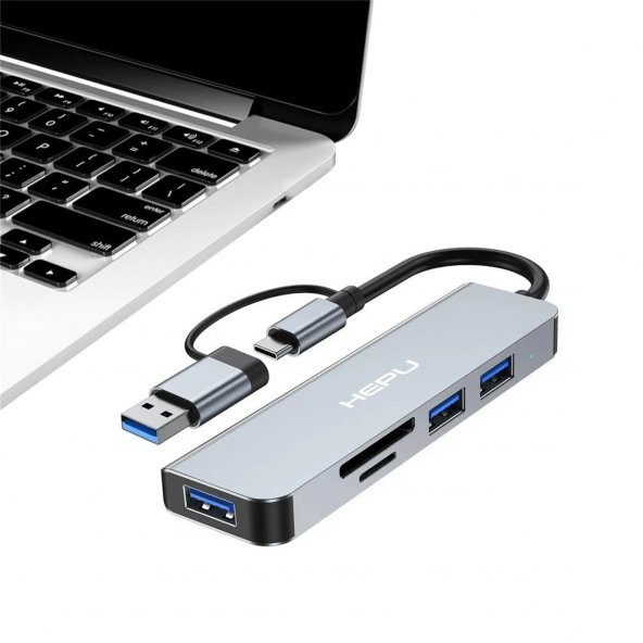 HEPU HP-B06 7in1 USB Type-C Girişli HUB Çoklayıcı Kart Okuyucu - 4