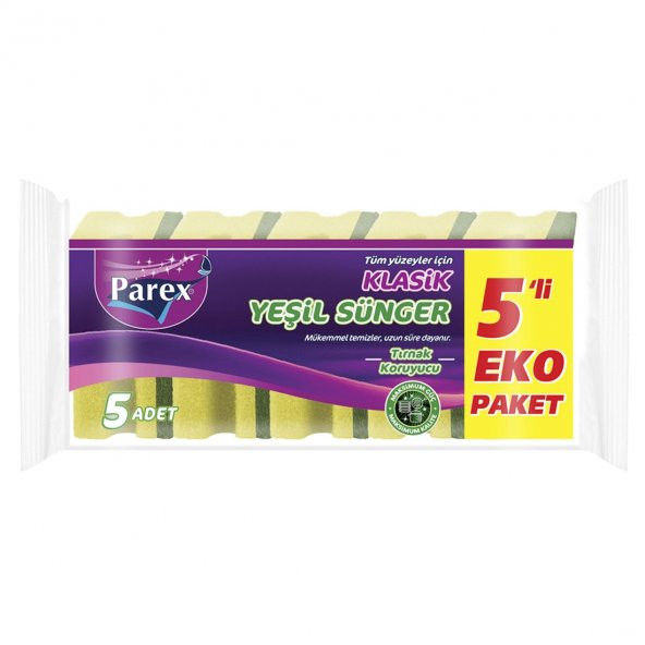 PAREX KLASİK YEŞİL SÜNGER OLUKLU 5Lİ