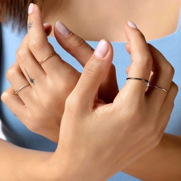 14k Sade Altın Aldante Tel Yüzük - Resim 2