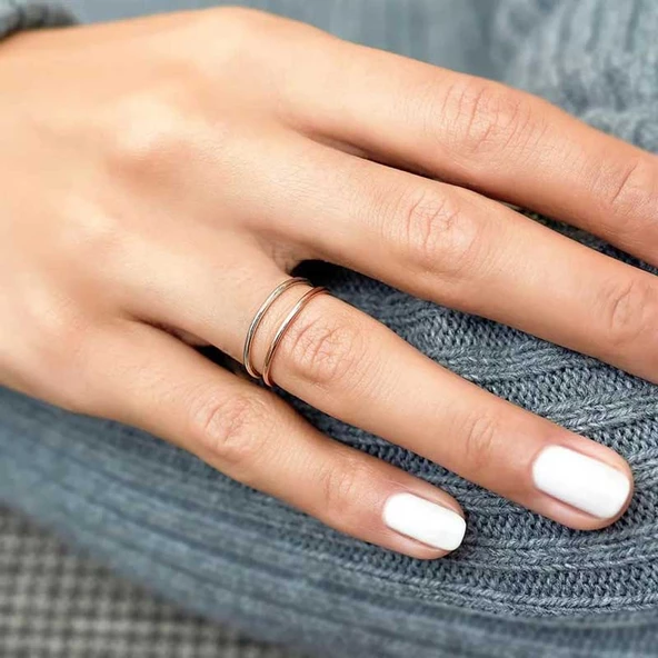 14k Sade Altın Aldante Tel Yüzük - Resim 3