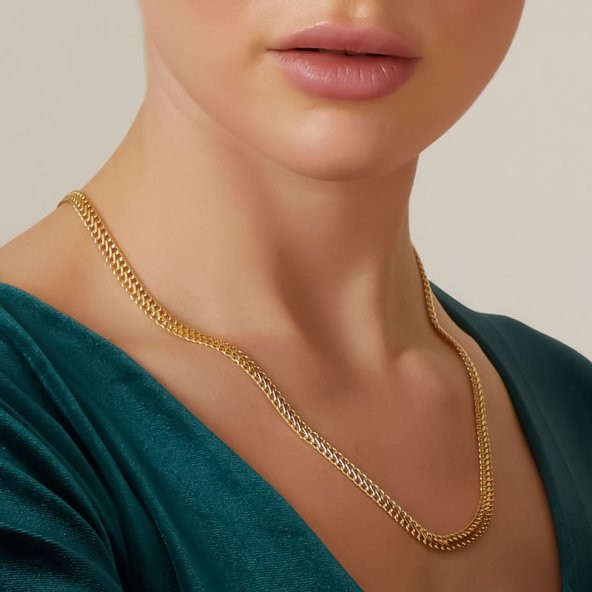 14k Altın Otto Zincir Kolye 45cm - Resim 2