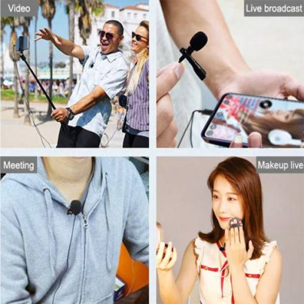 Polham Type-C Profesyonel Mikrofon Telefon Youtuber Yaka Mikrofonu 1.5m, Yaka Mikrofonu - 4