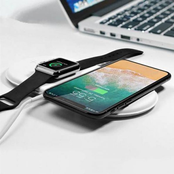 Polham 3in1 Telefon, Saat ve Kulaklık İçin Kablosuz Şarj Cihazı, Wireless Kablosuz Şarj - 2