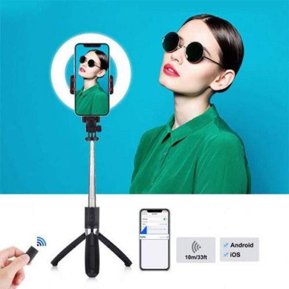 Polham Bluetooth Tripodlu Canlı Yayın Seti 6.3 inch 16cm Selfy Işığı 1200 Mah 3farklı Ton Selfy - 6