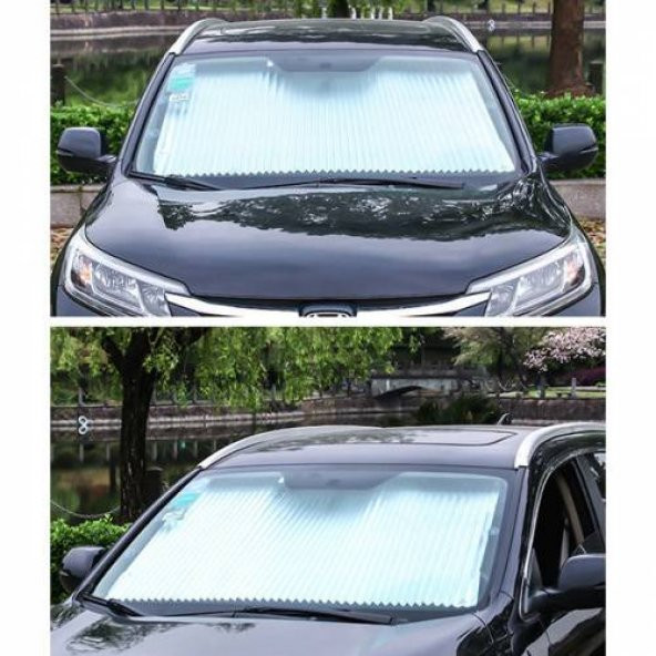 Polham 46CM Otomatik Ön Cam Güneşlik Araç Cam Perdesi Araç Koruyucu Otomatik Geri Çekilebilir - 3