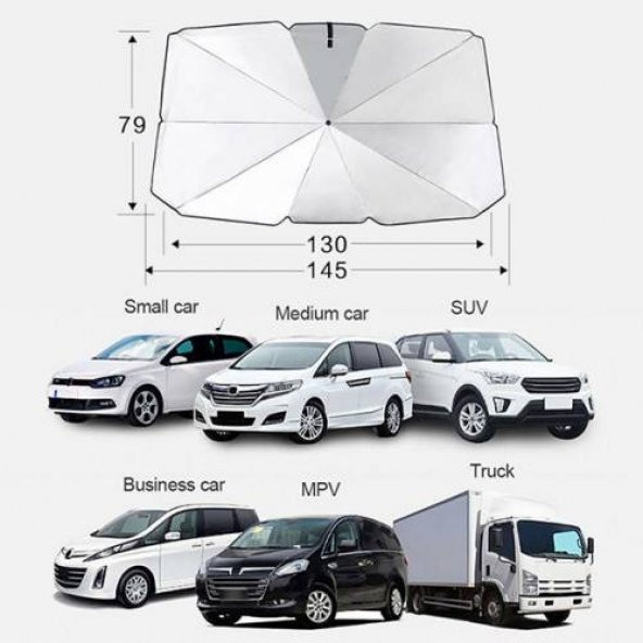 Polham Çantalı Araç Ön Cam Güneşlik Şemsiyesi 145cm*79cm Araç Güneş Koruyucu Araç Güneşlik Şemsiyesi - 7