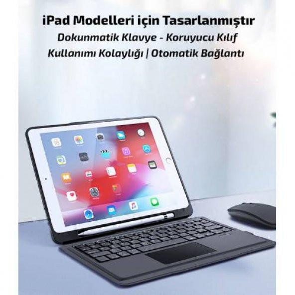 Polham İPad Bluetooth Klavye Touchpad Kılıf İPad 8 10.2 İpad 7 10.2 İpad Air 3 İpad Pro 10.5 Kılıf - 3