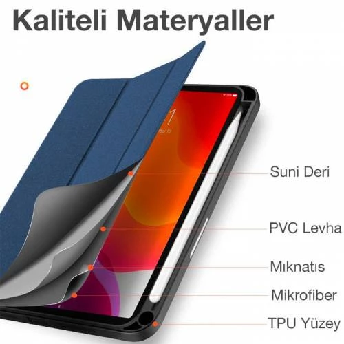 Polham iPad Mini 6 (2021) Tablet Kılıfı Kalem Yerli Standlı iPad Mini 6 Tablet Kılıfı - 6