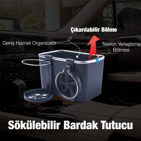 Polham Çok Amaçlı Araç Organizatörü Ve Havlu Araç Araba Kol Dayama Bölmesi Konsol Çok Amaçlı Organizatör - 6