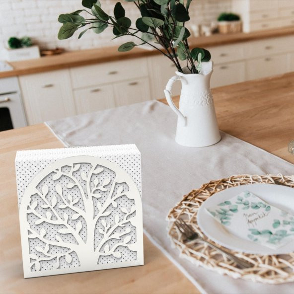 HAYAT AĞACI TEMALI METAL PEÇETELİK SILVER - 7